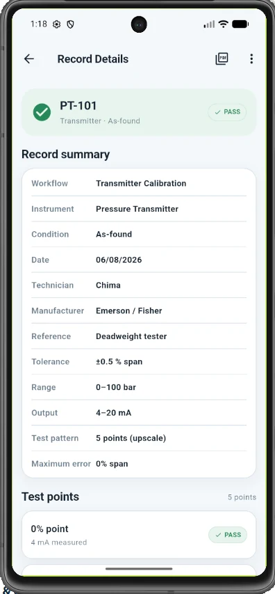 AccessRA Field Handbook calibration record details